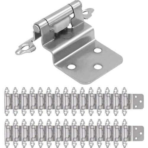 30 Pcs Embedded Hinges Suitable for Face Frame Kitchen Cabinet Doors Satin Nickel Self-Closing Cabinet Hinges