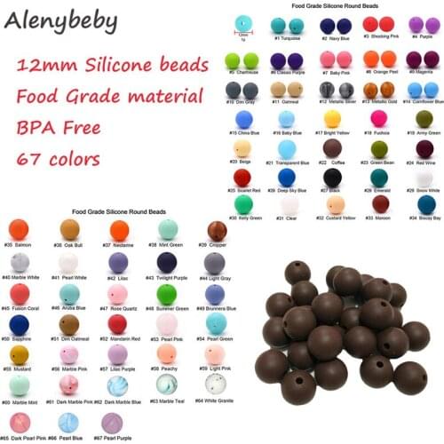 40pcs 12mm Silicone Loose Round Beads Teether DIY Nursing Chewable Colorful Teething Necklace Infant Baby Pacifier Safe Teether