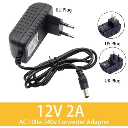 DC12V 2A AC100V-240V Converter Wall Charger Adapter Power Supply US/UK/EU Plug