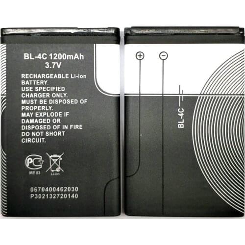 2PCS/Lot New High Quality BL-4C BL 4C 1200mAh Battery For Nokia 1202 1265 1325 1506 1508 1661 1706 2220s 2228 5100 6100 6300