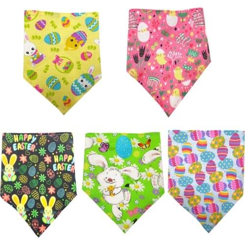 50 Pcs Dog Accessories for Small Dogs Easter Dog Bandana Rabbit Easter Egg Pet Dog Scarf Bandana Cotton Dog Bibs Kerchief