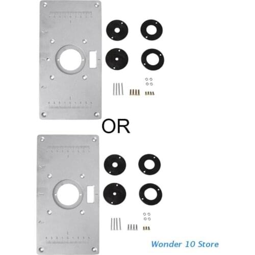 Aluminum Router Table Insert Plate w/ 4 Rings Screws For Woodworking Benches Table Saw For Multifunctional Wood