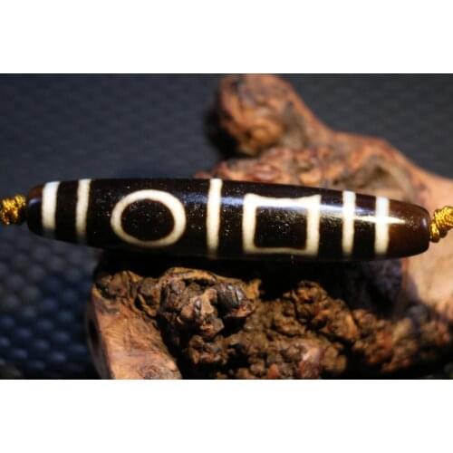 Treasure Power Tibetan Old Agate heaven&earth Totem dZi Bead Amulet Timestown UPD1210A