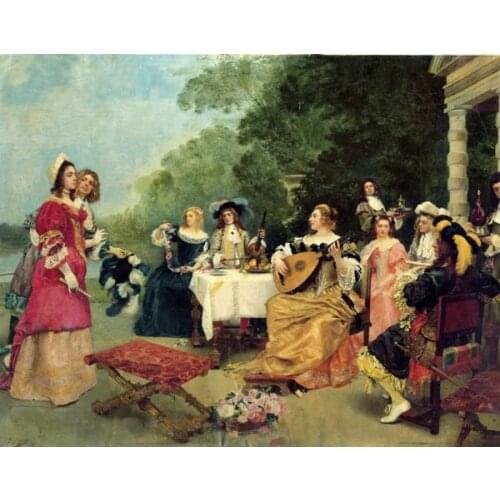 Free shipping home wall art decoration pictures classical court figure Dinner Dance Music canvas prints oil painting on canvas