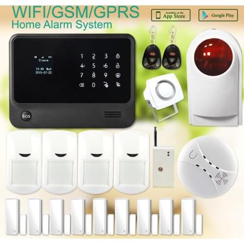 433mhz G90B plus home security wireless gprs gsm wifi alarm system APP control wireless strobe siren vibration sensor system