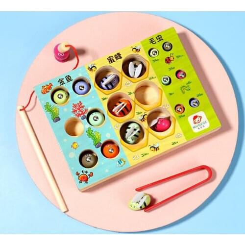 Wooden Magnetic Fishing Game for kid 2 3 Years Old Montessori Preschool Education Gift Fine Motor Skill Toy for Toddler