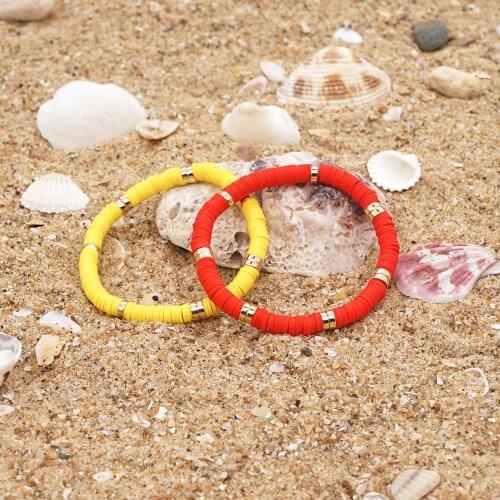 Go2Boho 6mm Heishi Bracelets For Women Couple Gift Jewelry Multicolor Polymer Clay Disc Beaded Bracelet Party Pulseras Jewellery