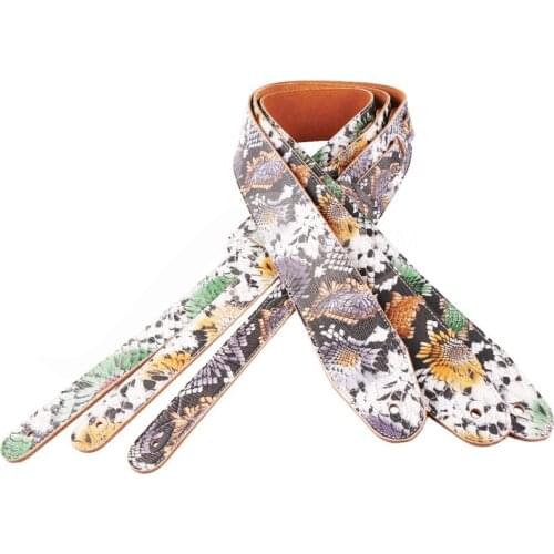 Colorful Petal Leather Embossed Guitar Strap Electric Guitar Acoustic Guitar Folk Guitar Bass Strap