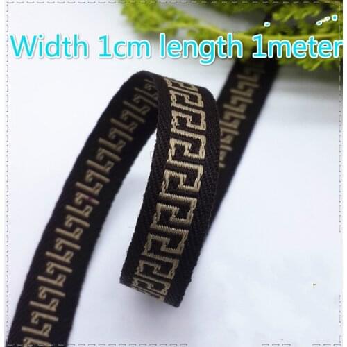 New Width 10mm length 1Meter grosgrain Coffee Restoring ancient ways background Geometric pattern DIY Manual accessories ribbon