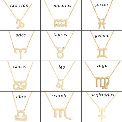 Hot Sale 12 Constellation Necklaces 12 Star Zodiac Signs Pendants For The Women Girls Birthday Gifts