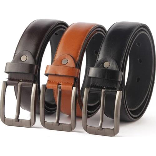 2021 Whole cow Genuine Leather Luxury Strap Male Belts For Men New Fashion Classice Vintage Pin Buckle Leather Jeans Men Belt