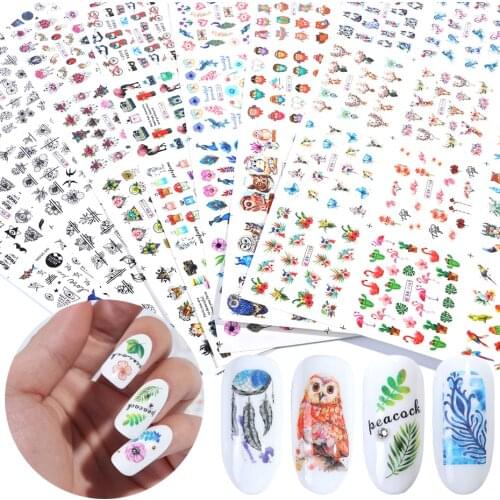 84 pcs Mixed Design Nail Art Stickers Set Water Transfer Decals Slider For Nails Art Decor Manicure Adhesive Tips SABN1129-1212