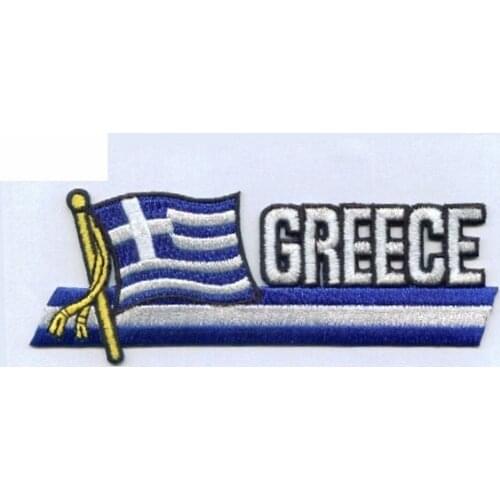 Greece Flag Embroidery Patches Label Maker Clothing Tags Cotton Labels for Clothing Iron On Backing Accept Customized MOQ50pcs