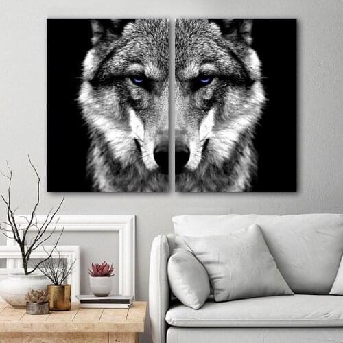 Nordic Style Wolf Head Animal Wall Art Picture Poster Modern Black White Canvas Print Painting Room Decoration