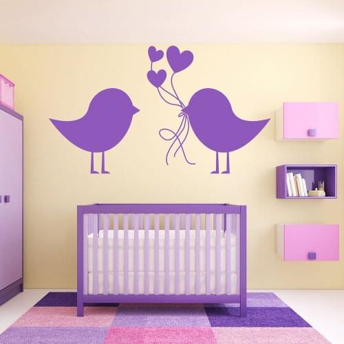 Wall Stickers For Kids Rooms Uccelli da trasporto Cuori decorativi Cuori Wall Decals Quote Bedroom Home Decor Art Romantic LA118