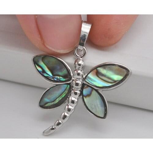 Natural New Zealand Abalone Shell Pendant Jewelry Dragonfly Bead S157