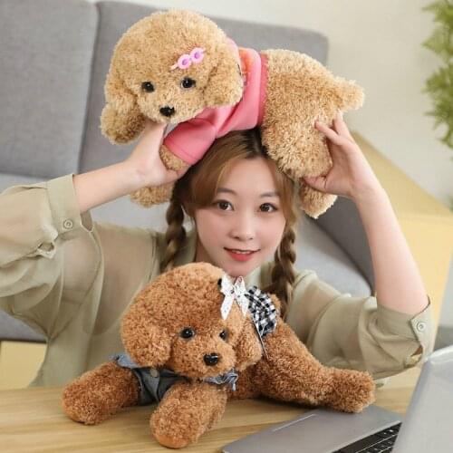 35/55cm New Lovely Dressed Teddy Dog Plush Toys Kawaii Lying Puppy With Clothes Pillow Doll Birthday Gift For Children Girls Kid