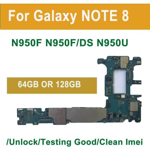 Original unlocked For Samsung Galaxy Note 8 N950F N950F/DS (N950FD ) N950U 64GB 128GB Motherboard for Galaxy Note 8 Mainboard