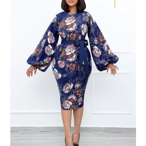O Neck Print Puff Sleeve Professional Dresses For Elegant Women 2021 Summer Modest Ladies Office Work Wear Dress Mother Vestido