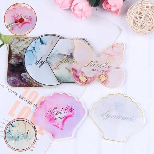 Resin Nail Art Palette Crystal Agate Nail Art Painting Gel Palette Polish Resin Mix Stir Gem Butterfly Shape Nail Display Plate
