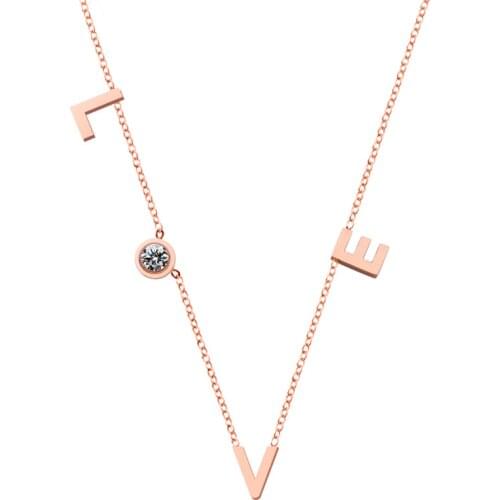 QEENKISS NC808 Fine Jewelry Wholesale Fashion Woman Girl Birthday Wedding Gift Love AAA Zircon Titanium Stainless Steel Necklace