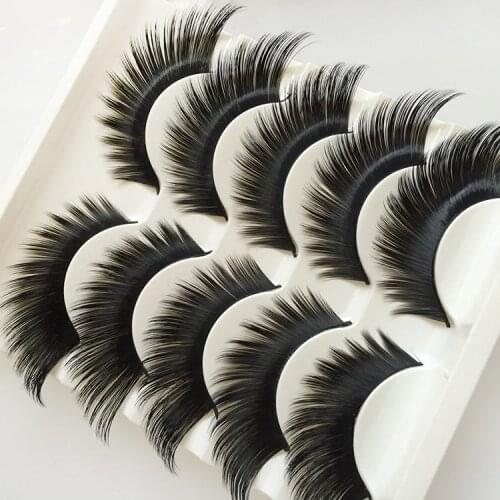 5 pairs of fibre false eyelashes natural/thick Long Eye Lashes for bottom lashes Wispy Makeup Beauty Extension Tools