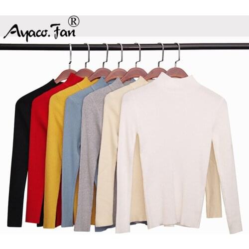 Solid Knitted Sweaters Winter 2019 New Turtleneck Full Sleeve Warm Knitting Pullovers Casual Slim Bodycon Lady Sweater for Women