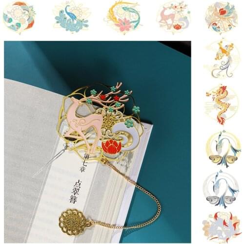Retro Chinese StyleMetal Animal Bookmarkers Clip Cute Deer Tassel Bookmarks Gifts Office School Stationery Bookmark