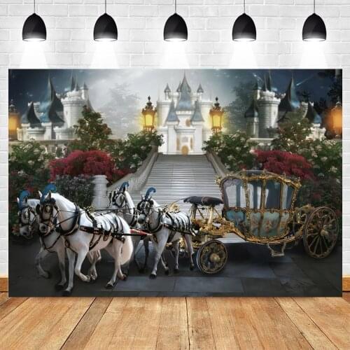 Yeele Pumpkin Carriage Background Baby Girl Princess Photography Castle White Horse Backdrop Photocall Photo Studio Photophone