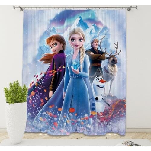 Disneys new digital printed brushed shading curtains Frozen 2 elsa anna Princess digital custom curtains