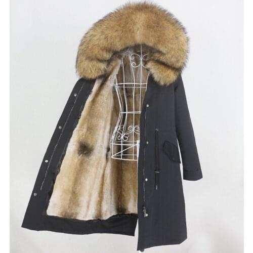 OFTBUY X-long Parka Waterproof Winter Jacket Women Natural Raccoon Fox Fur Hood Rabbit Liner Real Fur Coat Detachable Streetwear