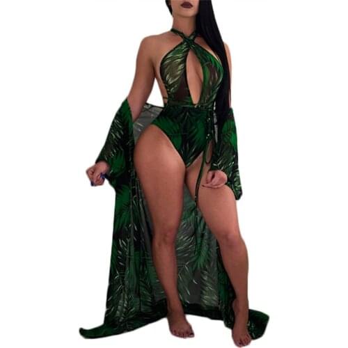 2018 2pcs swimsuits sexy floral print bikinis+cover ups bandage deep v bikinis loose cardigan top swimwear Brazilian set female