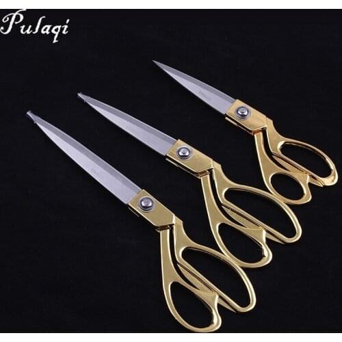 Pulaqi Golden Tailor Scissors Stainless Steel Professional Cutter Leather Fabric Sewing Shears Sharp Blade Vintage Scissors H