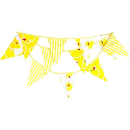 1pcs 3.6M Cute Yellow Duck Cotton Bunting Banners Children Birthday Decoration Pennant Baby Room Decor Flags Wedding Background
