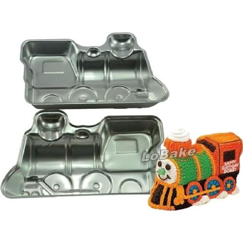2pieces/set) 3D aluminium locomotive shape two halves cake mold three dimensional christmas birthday party mould for DIY bakery