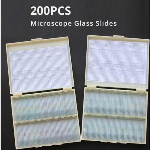 200pcs Professional Glass Slice Basic Science Laboratory Microscope Slides Specimen in Box for Student Children to Learn Science
