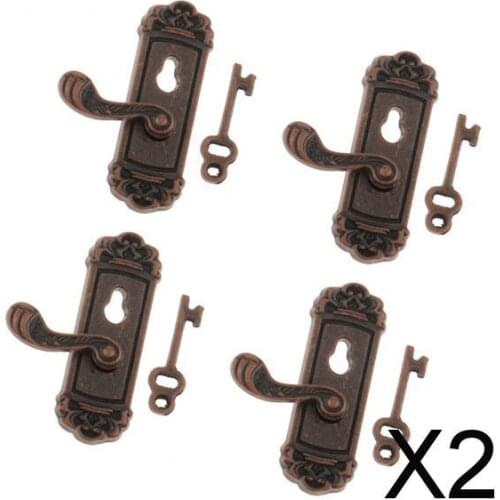 2x4 Pieces 1/12 Dollhouse Miniature Vintage Door Locks Keys - Right Handle