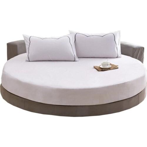 3pcs 100% Pure Cotton Round Fitted Bed Sheet European Style Solid Color Sheet and 2 pillowcase Bed Linen for Round 200cm 220cm
