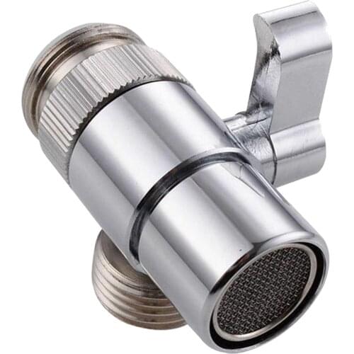 3 Way Metal T-Adapter With Shut-Off Valve Connector Solid Brass Shower Arm Diverter Valve Handshower