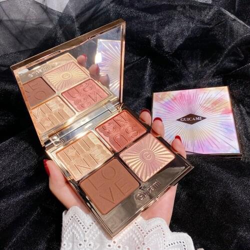 4 Color Illuminator Highlighter Palette Makeup Glow Highlight Face Bronzer Shimmer Powder Contour Palette Cheek Blush Cosmetic