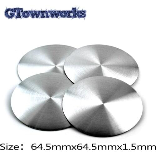 4pcs 64.5mm Universal Curved Surface Car Wheel Center Hub Caps Sticker Logo Solid Color Aluminum Enlarged Black Silver