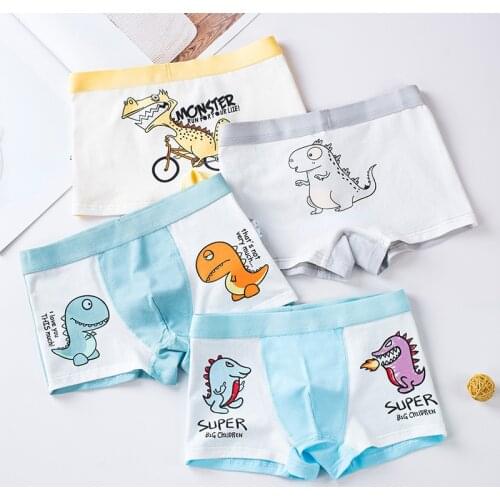 4Pcs High Quality Childrens Underwear for Kids Cartoon Shorts Soft Cotton Underpants Boys Teenage Striped Panties