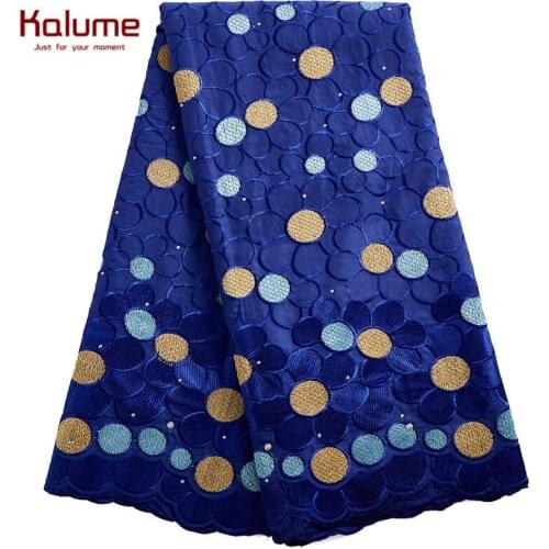 Kalume African Lace Fabric Swiss Voile 100% Cotton 5 Yard Diy Dubai Nigerian Lace Fabric For Dress Women Sewing H2448