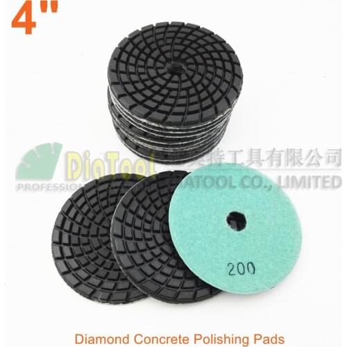 DIATOOL 12pcs 4inch Diamond resin bond concrete polishing pads #200 Renew Sanding discs