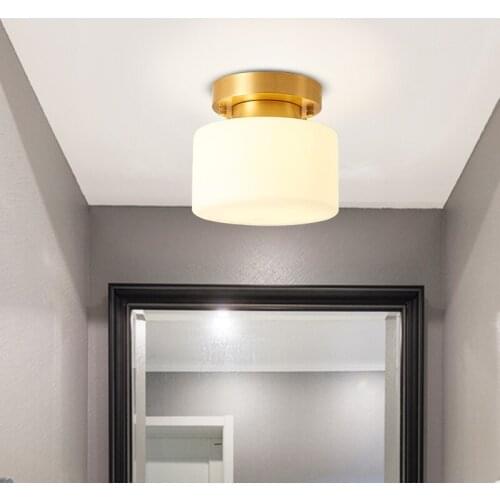 American all copper corridor aisle lights modern minimalist home entrance lights ceiling glass lights cloakroom lamps 110-265V