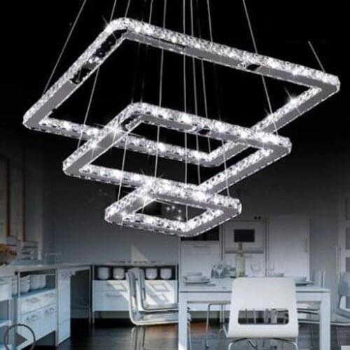 Duplex floor living room large chandelier modern villa crystal long chandelier creative square led staircase lamp restaurant led
