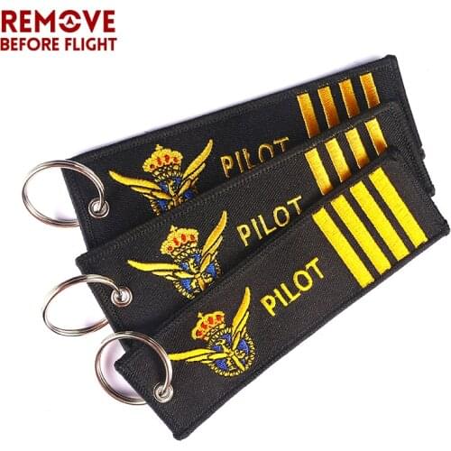 3 PCS/LOT Pilot Key Chain for Aviation Gifts Motorcycle Key Chains Embroidery Key Fob Fashionable Remove Before Flight Keychain