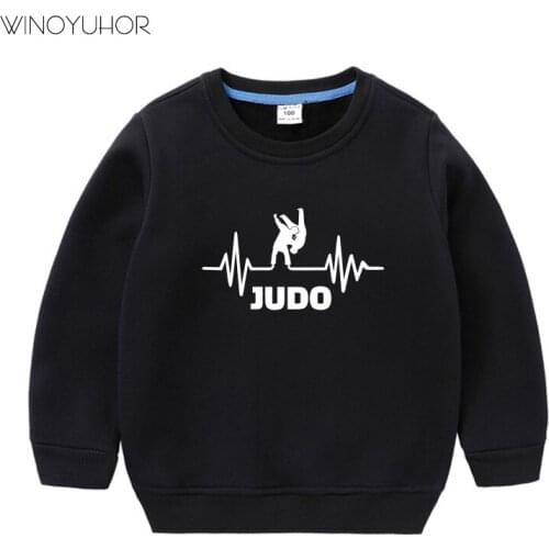 Children Fashion Print Heartbeat Of Judo Sweatshirts Kids Cool Winter Long Sleeve Tops Baby Casual Clothes For Boys Girls