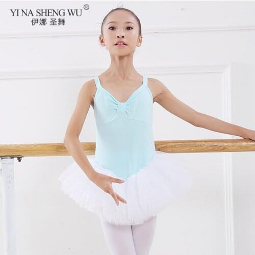 Kids Girls Ballet Tutu Dance Yarn Dress Gymnastics Leotard Dress Ballet Dancewear for Childrens Ballerina Performance Costumes