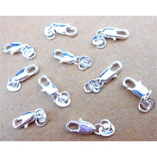Design Jewelry Findings 100PCS Genuine Real 925 Sterling Silver Lobster Clasps For Necklace Bracelet With Opening 2 Jump Rings